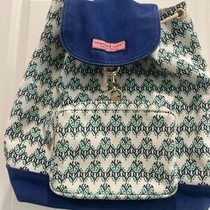 Vineyard Vines Navy and Teal Patterned Backpack